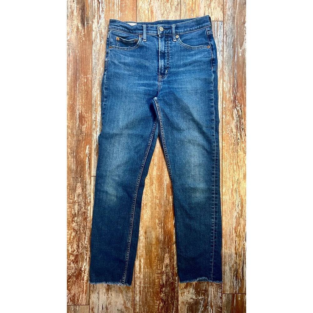 Gap Cigarette High Rise Jeans 28 6T Medium Wash Raw Hem Denim Slim Leg